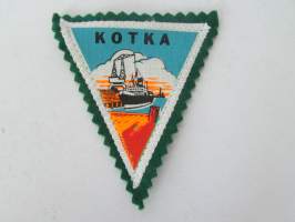 Kotka -kangasmerkki / matkailumerkki / hihamerkki / badge -pohjaväri vihreä