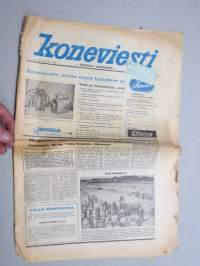 Koneviesti 1958 nr 15, 13.8.1958, Maaseudun sähköistäminen, Salon puimurinäytös, Fiat 411 R, Fiat näyttelyvaunu Pielavedellä, Lypsykoneita, Perunannostokoneita...