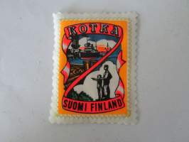 Kotka -Suomi -Finland -kangasmerkki / matkailumerkki / hihamerkki / badge -pohjaväri valkoinen