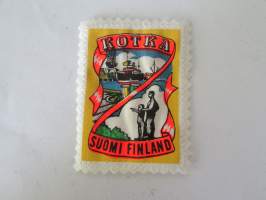 Kotka -Suomi -Finland -kangasmerkki / matkailumerkki / hihamerkki / badge -pohjaväri valkoinen