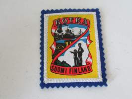 Kotka -Suomi -Finland -kangasmerkki / matkailumerkki / hihamerkki / badge -pohjaväri sininen