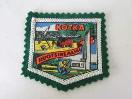 Kotka -Ruotsinsalmi -kangasmerkki / matkailumerkki / hihamerkki / badge -pohjaväri vihreä