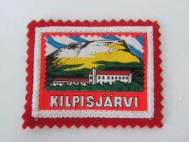 Kilpisjärvi-kangasmerkki / matkailumerkki / hihamerkki / badge -pohjaväri punainen