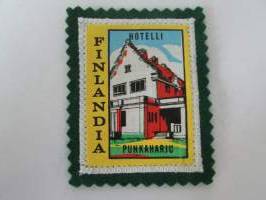 Hotelli Finlandia - Punkaharju -kangasmerkki / matkailumerkki / hihamerkki / badge -pohjaväri vihreä