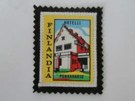 Hotelli Finlandia - Punkaharju -kangasmerkki / matkailumerkki / hihamerkki / badge -pohjaväri musta