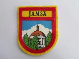 Jämsä -kangasmerkki / matkailumerkki / hihamerkki / badge -pohjaväri keltainen