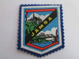 Jämsä -kangasmerkki / matkailumerkki / hihamerkki / badge -pohjaväri sininen