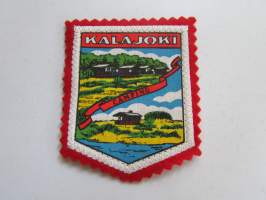 Kalajoki Camping -kangasmerkki / matkailumerkki / hihamerkki / badge -pohjaväri punainen