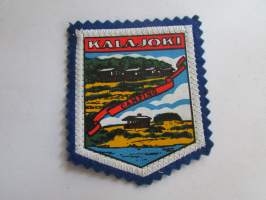 Kalajoki Camping -kangasmerkki / matkailumerkki / hihamerkki / badge -pohjaväri sininen