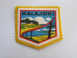 Kalajoki -kangasmerkki / matkailumerkki / hihamerkki / badge -pohjaväri keltainen
