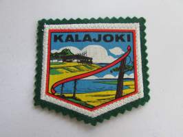 Kalajoki -kangasmerkki / matkailumerkki / hihamerkki / badge -pohjaväri vihreä
