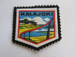 Kalajoki -kangasmerkki / matkailumerkki / hihamerkki / badge -pohjaväri musta