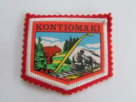 Kontiomäki -kangasmerkki / matkailumerkki / hihamerkki / badge -pohjaväri punainen