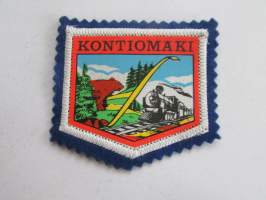 Kontiomäki -kangasmerkki / matkailumerkki / hihamerkki / badge -pohjaväri sininen