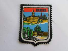 Hamina - kangasmerkki / matkailumerkki / hihamerkki / badge -pohjaväri musta