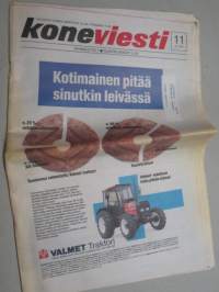 Koneviesti 1990 nr 11 - Magnum ja Maxxum - Voimakaksikko, Konekentän laidalta - Päivän sana; Ympärstönsuojelu, Markkinoiden sadetuslaitteistot, ym.