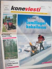 Koneviesti 1996 nr 20 - Investointituet ja ylituotanto, Moottorilumilingot - Seuraava aste lumilapiosta, Konekentän laidalta - Maatalousmaa tuontiruuan vaarassa, ym.