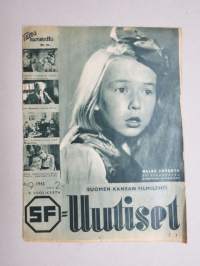 SF-Uutiset 1943 nr 9, sis. mm. seur. artikkelit / kuvat / mainokset; Kansikuvassa Maire Suvanto, Lavastus filmin kehitys, Taiteilijapariskunta Helena Kara ja Hannu