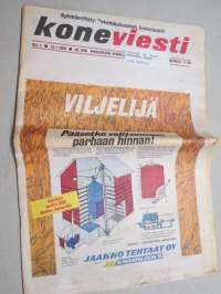 Koneviesti 1988 nr 1 - Mitä kuvaussyksy opetti?, Konekentän laidalta - Tarvitaanko ohjevähittäishintoja?, Miehen mittainen traktori, Posti-laatikko, ym.