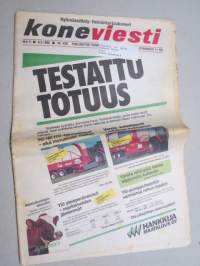 Koneviesti 1988 nr 9 - Korpivaellus päättyi,Traktori tarpeita vastaavaksi tehdasasenteisin varustein,Muistatko merkin Hanomag?, Hankkijan ja SOK:n sopimus ravistelee