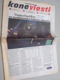 Koneviesti 1986 nr 15 - millään ei näe paremmin kuin silmällä, Käytety kuorma-auton jarrut toivat harmeja, Tsteyr ja Valmet turvaavat toisiinsa, ym.