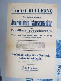 Amerikkalainen isänmaansankari eli Zopillan rosvousretki + Sherlock Holmes Julmikkosaarella + Pulque, mykkäfilmi -elokuvajuliste / movie poster