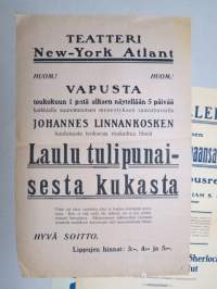 Laulu tulipunaisesta kukasta - Teatteri New-York Atlant, mykkäfilmi -elokuvajuliste / movie poster