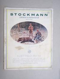 Stockmann - Urheiluosasto Luettelo nr 42 Aseita, ammuksia, ampuma- ja metsästystarpeita, latausvälineitä, puhdistustarpeita, pyydyksiä, koirastokapineita -kuvitettu