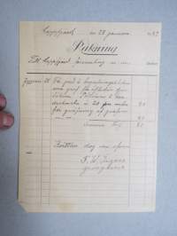 Lappfjärd försammling, 28. januari -asiakirja / dokumentti, allekirjoitus F.W. Ingves, grovgrevare (haudankaivajalle maksettu korvaus eläinlääkäri Pölläsen haudasta)