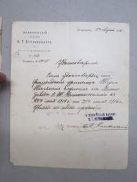 Механический Заводъ О.Т. Котканкаллио  Петроград, 20.8.1915 - Mekaaninen Tehdas O.T. Kotkankallio Petrograd, 20.8.1915 työtodistus Tauno Pöllänen -asiakirja