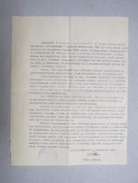 Tauno Pöllänen - työsuhdetodistus Valtion Kivääritehdas, Jyväskylä, 31.12.1936, allekirjoitus A. Veltheim -asiakirja / dokumentti