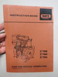 Hatz Diesel Z 788, Z 789, Z 790 Instruction Book