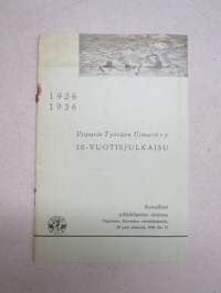 Viipurin Työväen Uimarit ry 1926-1936 - 10-vuotisjuhlajulkaisu - Kansalliset juhlakilpailut Viipuri Käremäki 28.8.1936 käsiohjelma