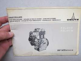 Deutz F2L 411 D, F2L 411 W Ersatzteilliste / Spare Parts Catalogue / Listino Parti di Ricambio / Lista des Repuestos / Reservdelslista / Catalogue de Piéces