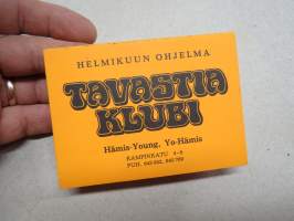 Tavastia Klubi - Hämis Young - Yo-Hämis, Helsinki, helmikuu 1972 ohjelmakortti