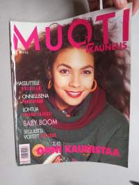 Muoti ja kauneus 1990 nr 1 -muotilehti -mukana kaava-arkki / fashion magazine