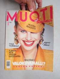 Muoti ja kauneus 1989 nr 6 -muotilehti -mukana kaava-arkki / fashion magazine