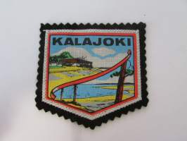 Kalajoki -kangasmerkki / matkailumerkki / hihamerkki / badge -pohjaväri musta