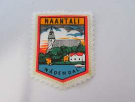 Naantali -Nådendal -kangasmerkki / matkailumerkki / hihamerkki / badge -pohjaväri valkoinen