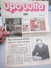 Upo uutta 1977 nr 2 - UPO Furniture -muovihuonekalujen ja niiden tuotannon ja mallien esittelylehti, design kuvia