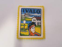 Ivalo -kangasmerkki / matkailumerkki / hihamerkki / badge -pohjaväri keltainen