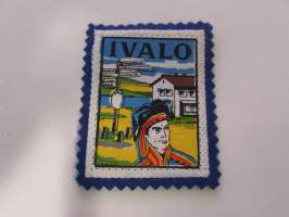 Ivalo -kangasmerkki / matkailumerkki / hihamerkki / badge -pohjaväri sininen