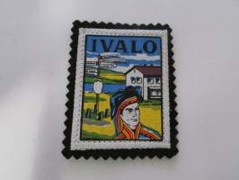 Ivalo -kangasmerkki / matkailumerkki / hihamerkki / badge -pohjaväri musta