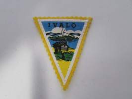 Ivalo -kangasmerkki / matkailumerkki / hihamerkki / badge -pohjaväri keltainen