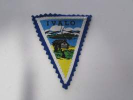 Ivalo -kangasmerkki / matkailumerkki / hihamerkki / badge -pohjaväri sininen