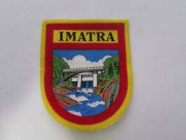 Imatra -kangasmerkki / matkailumerkki / hihamerkki / badge -pohjaväri keltainen