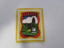 Joensuu -kangasmerkki / matkailumerkki / hihamerkki / badge -pohjaväri keltainen