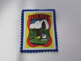 Joensuu -kangasmerkki / matkailumerkki / hihamerkki / badge -pohjaväri sininen