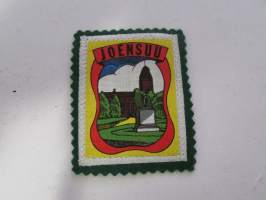 Joensuu -kangasmerkki / matkailumerkki / hihamerkki / badge -pohjaväri vihreä