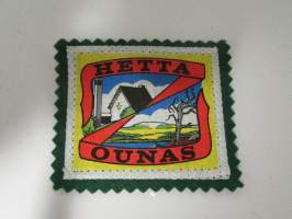 Hetta -Ounas -kangasmerkki / matkailumerkki / hihamerkki / badge -pohjaväri vihreä